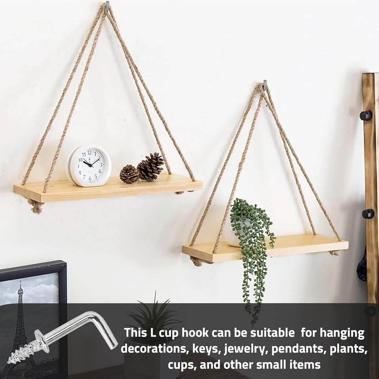 Biaungdo 100 Pack 3/4 L Shaped Hooks - Silver Mini Screw Hooks for Hanging