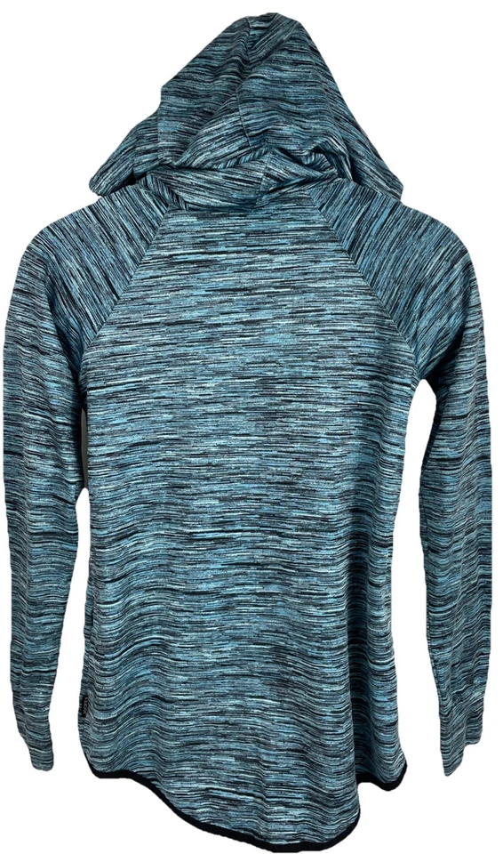 Sudadera con capucha pulóver de manga larga abigarrada azul jockey para mujer pequeña spandex Foto 4 de 4