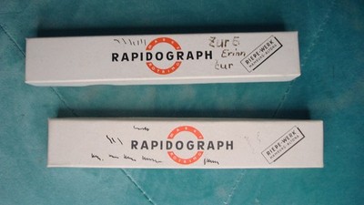 2 Vintage Rotring Rapidograph Kolbenfüller  50er Jahre Stifte Goldclip 0,3+0,6mm