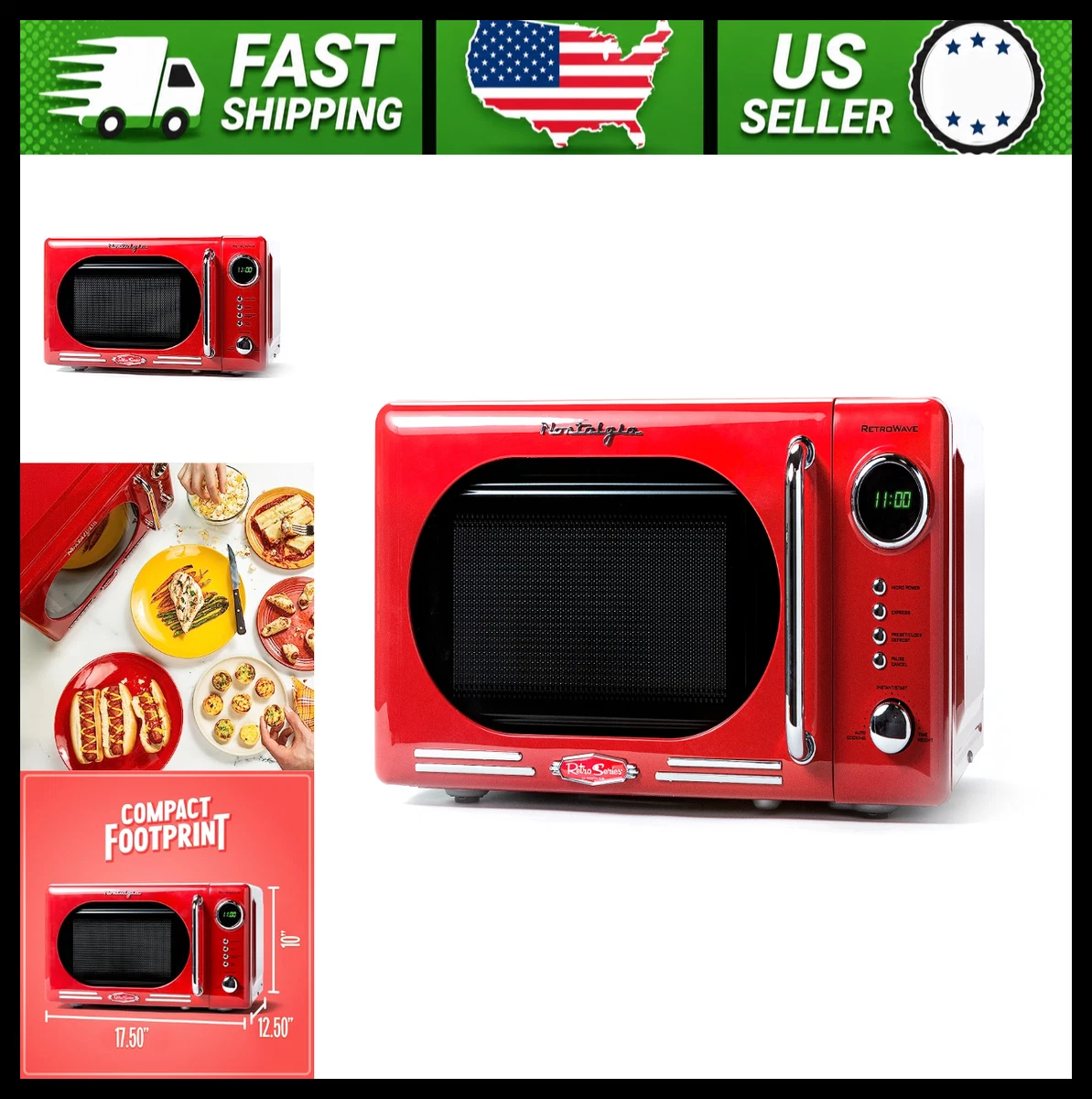 Las mejores ofertas en Nostalgia Rojo Microondas | eBay