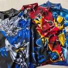 Lot Marvel X Men Vintage 2001 Button Short Sleeve Wolverine Batman LARGE 3SHIRTS