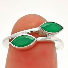 Natural Green Onyx 925 Sterling Silver Ring s.8 Jewelry R-1235