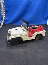 Vintage 1950s Nomura Pressed Steel Toy MP Military Police Jeep WORKS B4A