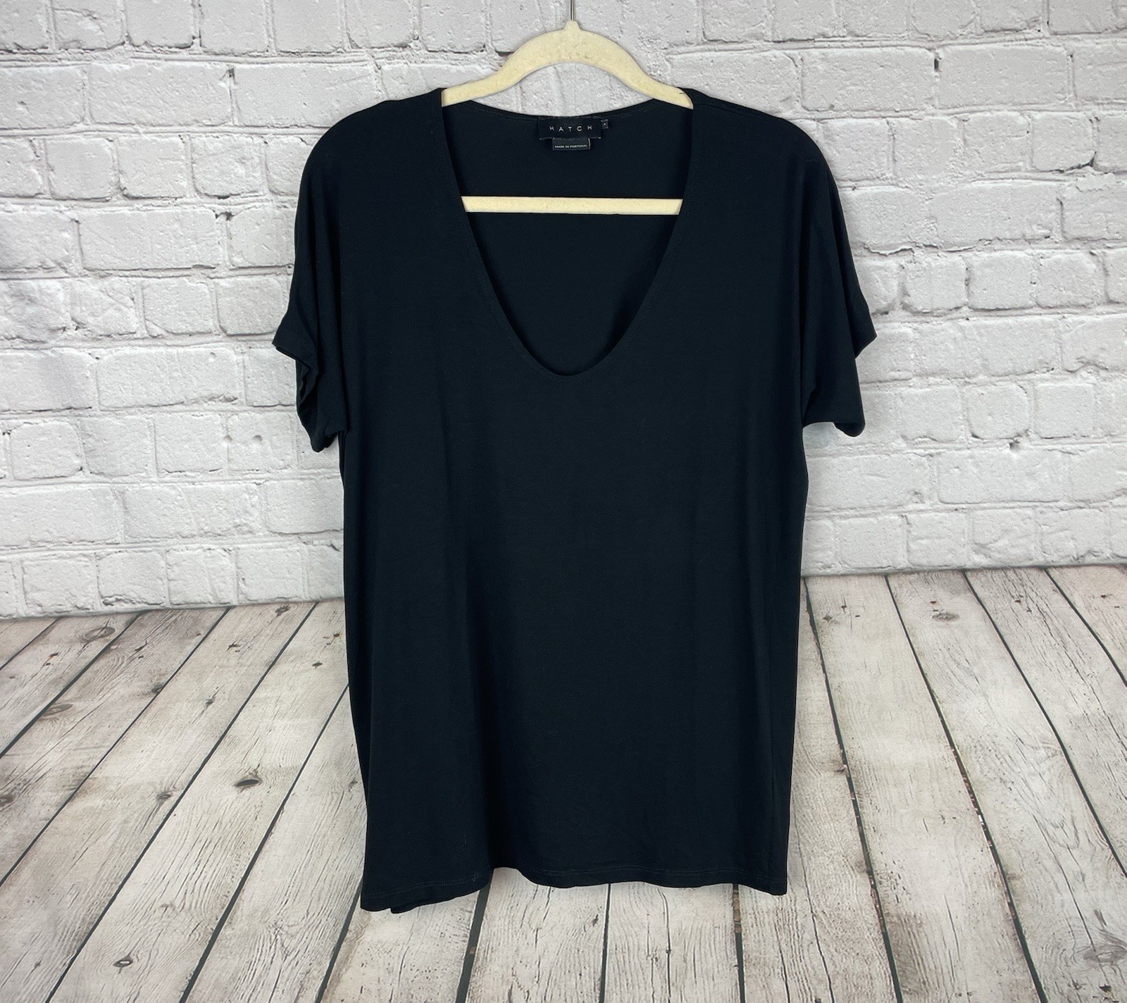 Hatch Size 1 Black Basic Maternity Jersey Short S… - image 1