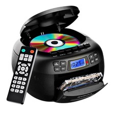 Portable CD and Cassette Player Boombox with Bluetooth, FM Radio, Stereo Spea...