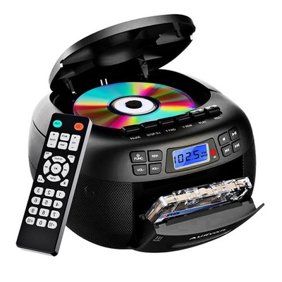 Portable CD and Cassette Player Boombox with Bluetooth, FM Radio, Stereo Spea...