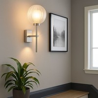Wandlampe Wandleuchte Badezimmerlampe G9 Glaskugel Flurleuchte Silber H 26 Cm