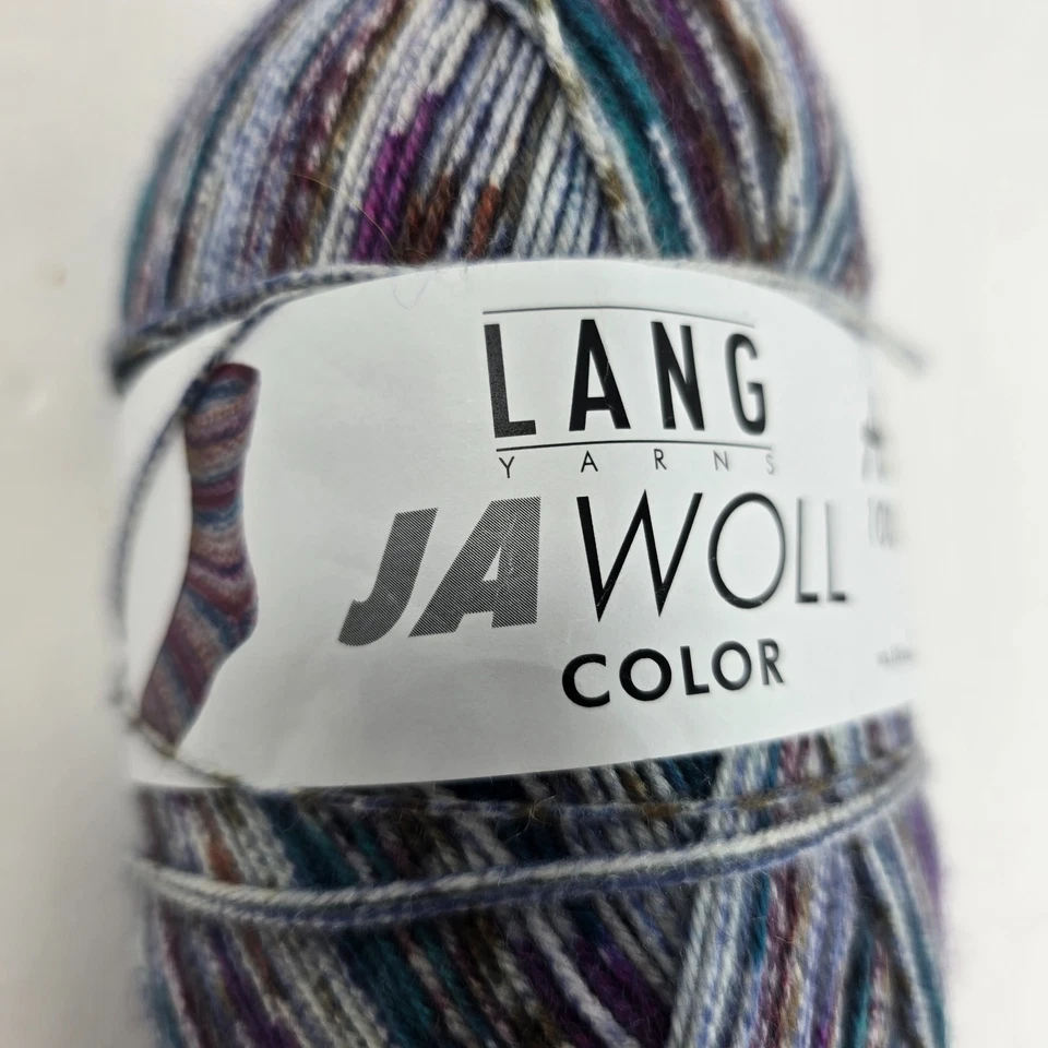 Skein Lang JaWoll Color Aktion Sock Yarn Superwash Wool  Nylon Blues 459 Yd - Image 2 of 4