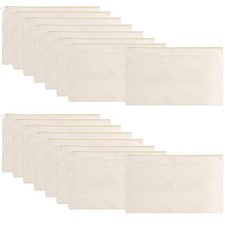 meekoo 16 Pack Blank Canvas Pouch Zipper Cosmetic Bag Bulk Plain Makeup Pouch...