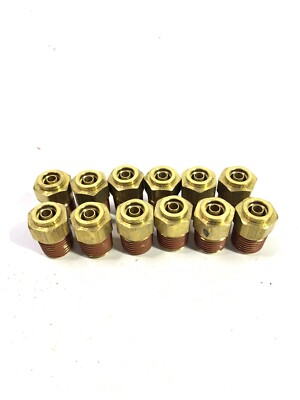 QTY-12 Push In Easy Connect P-T-C Brass Air Brake DOT 1/4 OD Tube x 1/4 Male NPT