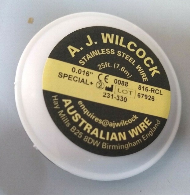 Orthodontic Australian Type Wire .016'' 25" A. J. Willcock Stainless