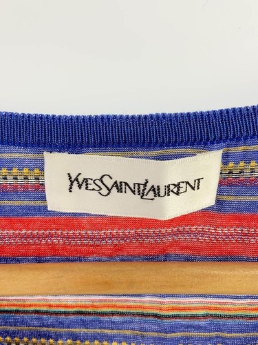 YVES SAINT LAURENT short sleeve Dress cotton multi color M - Picture 3 of 5