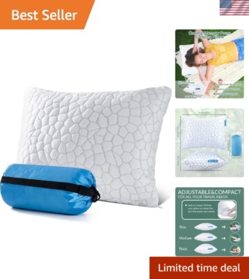 Small Travel Pillows for Sleeping, Cooling Memory Foam Camping
