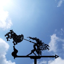 Hada con diente de león veleta de metal, veleta hadas, decoración de techo para el hogar