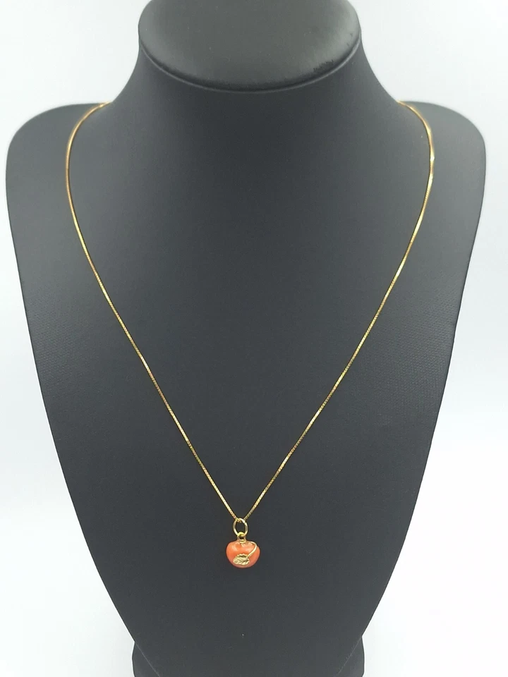 Collana ciondolo corallo Rosa Antico del Giappone Naturale e Argento 925  50 cm - Immagine 2 di 4