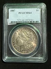 1887 MORGAN SILVER DOLLAR PCGS MS64