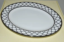 $286 NEW in GIFT BOX Sharon Sacks Lenox Garden Gala Platter White Black 13" 