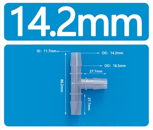 Φ1.6-15.8mm Plastic T Piece Pipe Hose Connector Barbed Joiner Tubing Splitter - Picture 21 of 22
