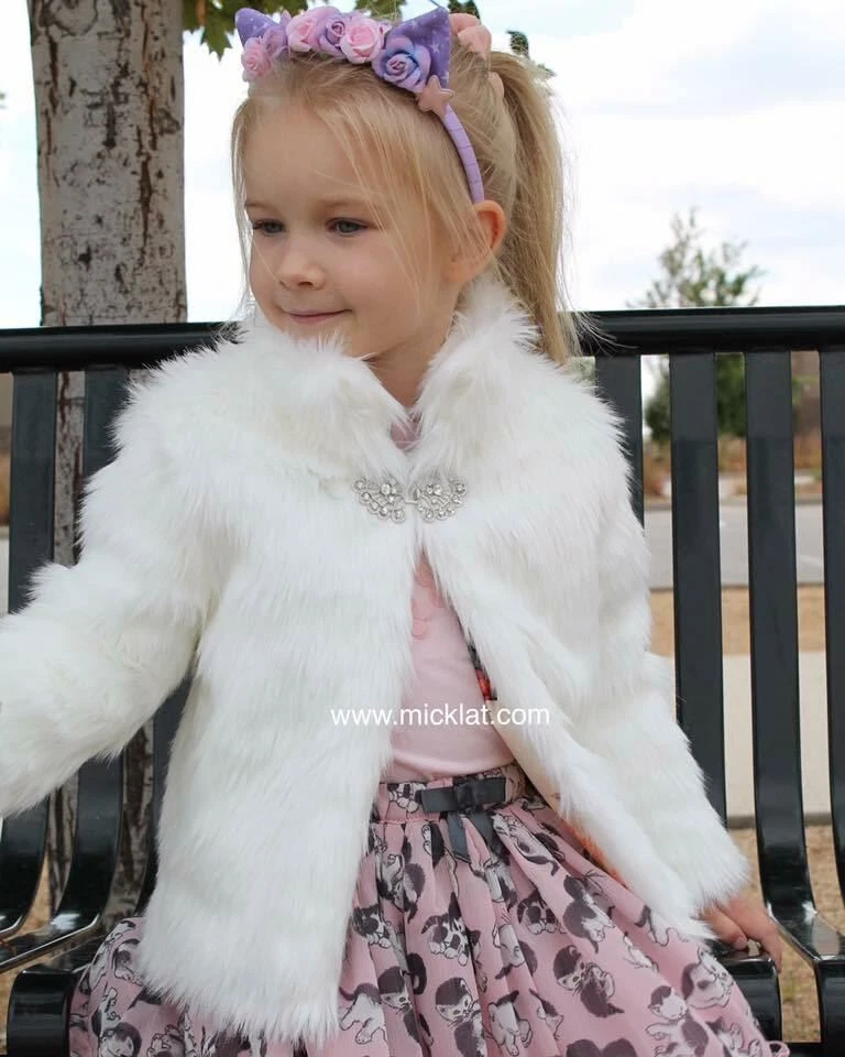 Ivory Rabbit Girls Faux Fur Jacket ivory 3T Toddler size eBay