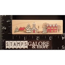 All Night Media Rubber Stamps 952G CHRISTMAS MAIN STREET VILLAGE TREES T01