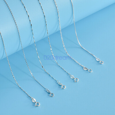Classic Real 925 Sterling Silver Necklace Curb/Trace Chain 20-24'' Inch Long Lady