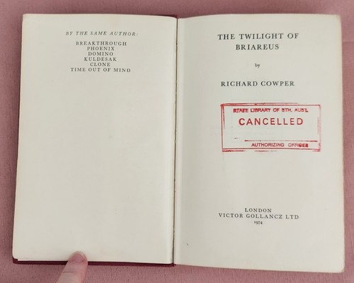 The Twilight of Briareus by Richard Cowper,  Hardcover, 1974, Ex-Library - Picture 8 of 20