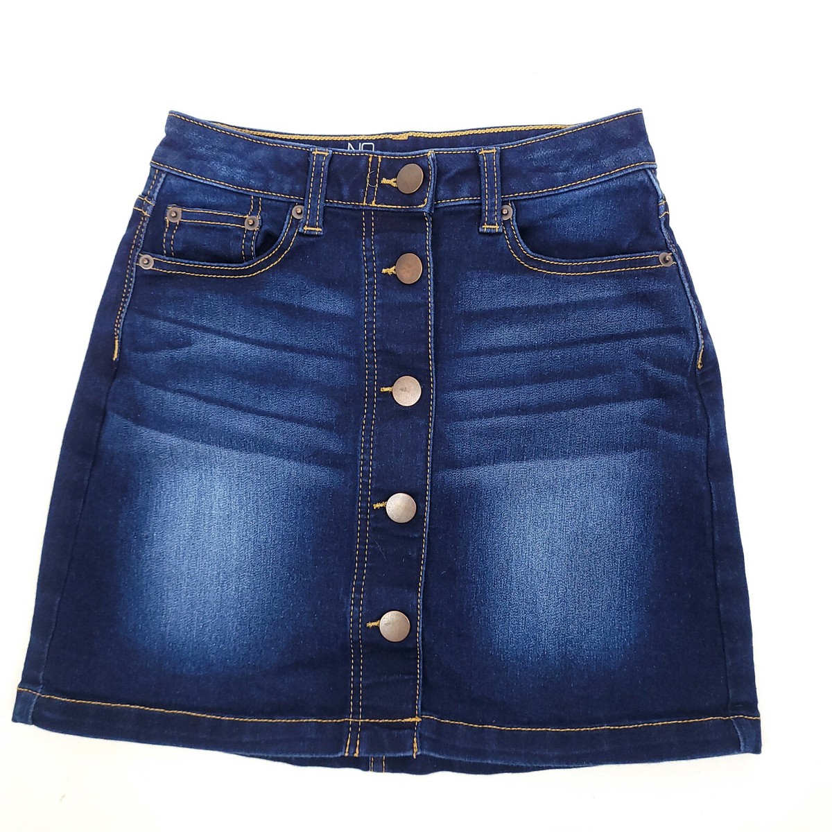 No Boundaries Womens Denim Skirt Blue High Waist Mini Stretch
