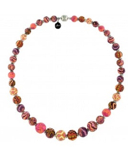NEW JILZARAH Graduated Clay Beads SUNSET Brown Orange Long Necklace Magnetic - Picture 1 of 1