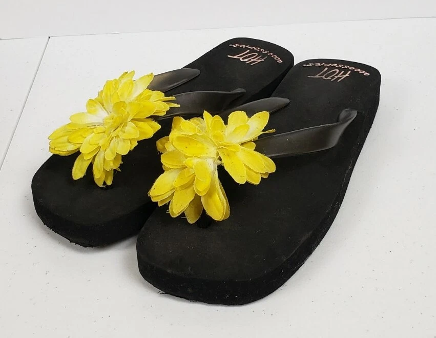 Yellow flower hotsell flip flops