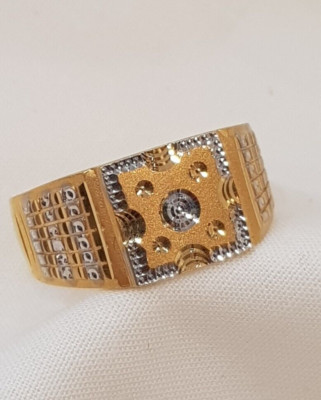 Stilvoller zweifarbiger Herren Verlobungsring, 22K Echt Schlicht Gold Punze R...