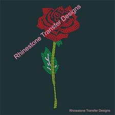 Rose- Iron on Rhinestone Transfer Hot Fix Bling Motif