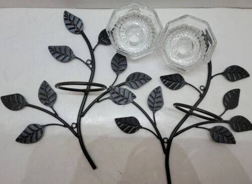 Black Metal Hanging Tree Branch Candle Holders With Glass Hextagon Candle Holder - Picture 2 of 9