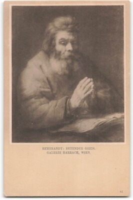 Postcard Rembrandt: Betender Greis. Galerie Harrach, Wien Artist VTG ME4.
