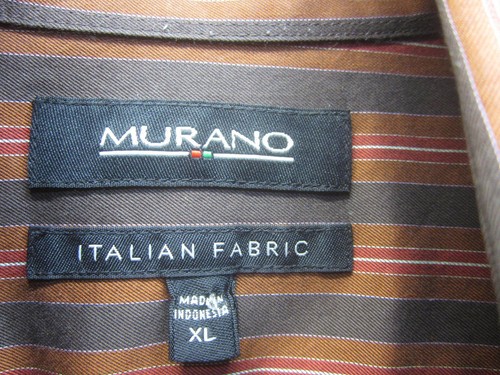 vtg Murano Dress Shirt striped orange spread collar button front sz XL - Picture 6 of 8