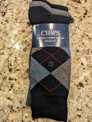 Chaps Men's Premium Combed Cotton Dress Socks 3 Pairs assorted shoe size  6-12 | eBay