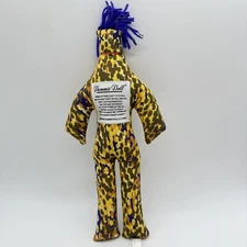 Dammit Doll 12” Plush Stress Reliever Yellow Brown Print Fabric Purple Hair