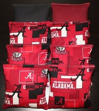 8 CORNHOLE BEANBAGS made w University of ALABAMA CRIMSON TIDE Fabric