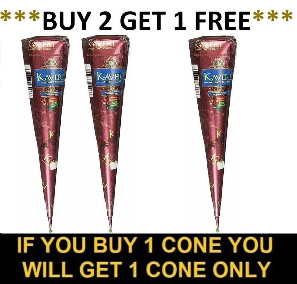 Natural Henna Mehndi Tattoo Cones Kaveri Indian Natural Henna Paste Cone x 1