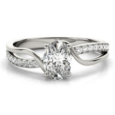1.16 Ct oval Simulated Diamond Wedding Engagement Ring 14K Solid White Gold 6