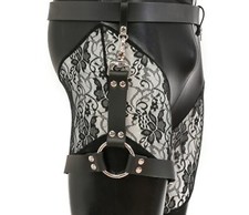Black Leather 1" O-Ring Leg Harness Garter Goth Punk Emo Metal Alternative Club.