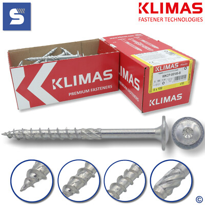 KLIMAS Tellerkopfschrauben WKCP weiß verzinkt Torx Ø 6-8 | Holzbauschrauben ETA