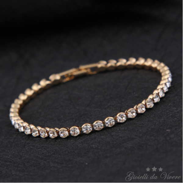 ARGENTO TENNIS BRACCIALE UOMO DONNA ZIRCONI BIANCHI BRILLANTI - Foto 2