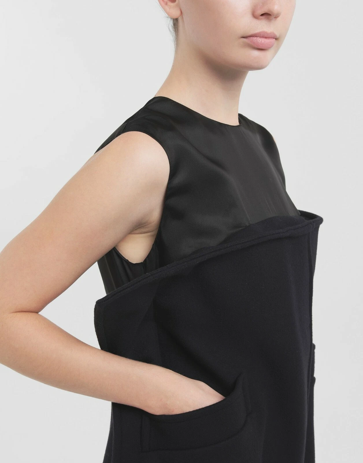 MAISON MARGIELA Abito nero nuovo con etichette Maison Martin Margiela Midi Lana Runway $1 5k 4 US 40 IT