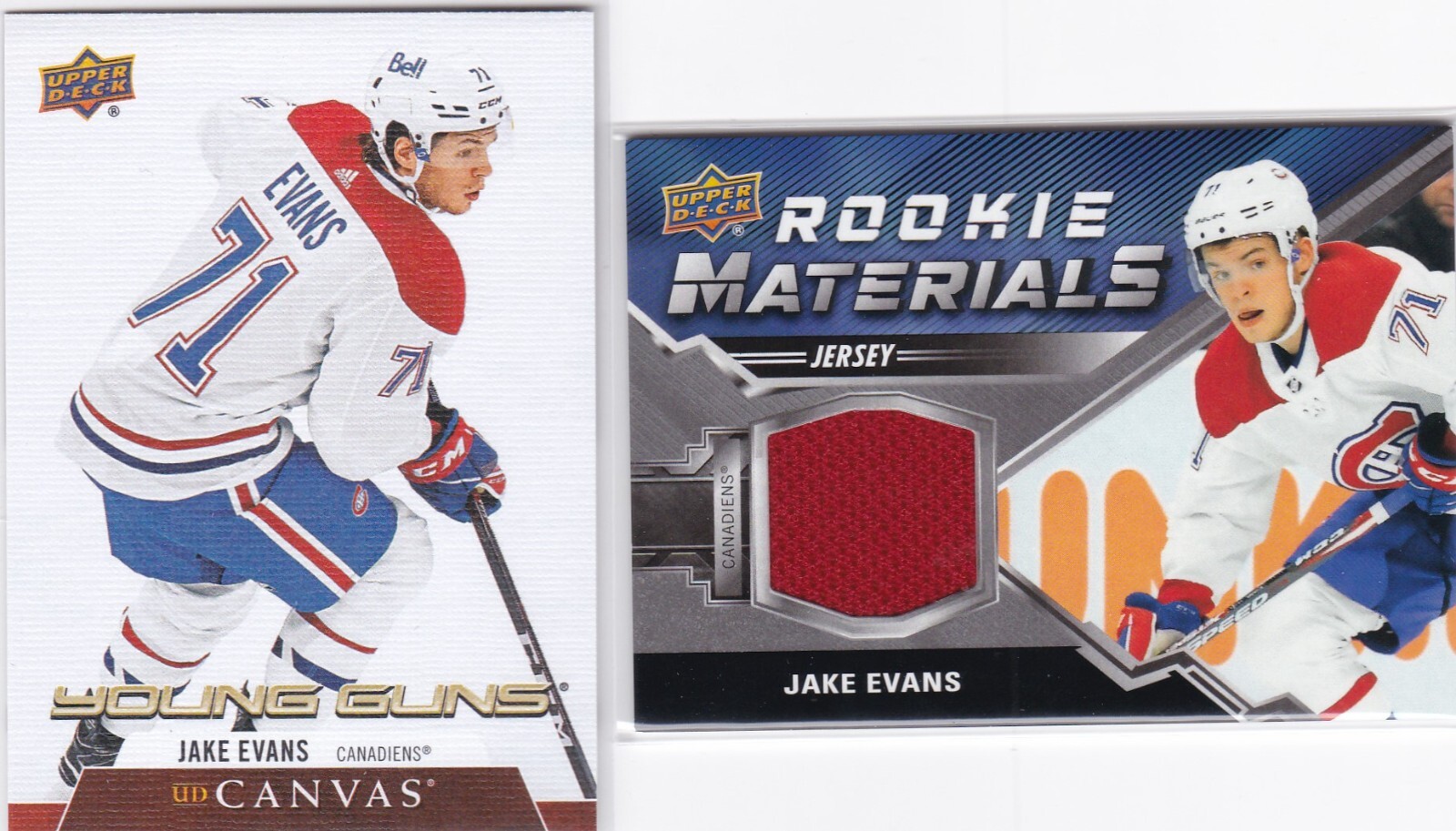 2020-21 Upper Deck Hockey YOUNG GUNS Canvas #C224 Jake Evans RC W/ ROOKIE JERSEY