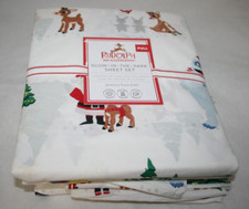 Pottery Barn Kids Rudolph Glow-in-the-Dark Bedding Complete Sheet Set FULL NEW