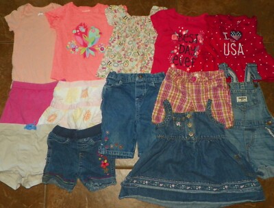 15-pc Girls Clothing OSHKOSH Carter's TOPS Patriotic Skirts DRESS Size 12 Months