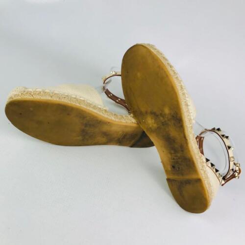 VALENTINO RockStud Espadrilles size 37 Beige Wedge Sole Ankle Strap - Imagen 8 de 24
