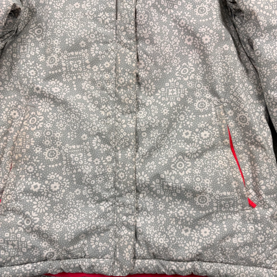 Chaqueta de esquí Columbia para niñas talla grande 14-16 gris floral con capucha aislante nieve Foto 3 de 4
