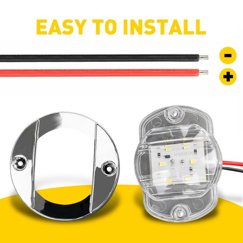 Marine Round 4X Boat LED Lights Courtesy Stern Deck Cabin Fit Navigation White - Picture 5 of 9