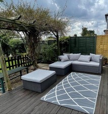 Fully Assembled L-Shaped Outdoor Rattan Corner Sofa 3 Piece Set Grey